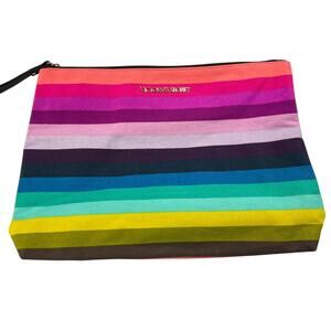 Victoria’s Secret Large Rainbow Stripe Cosmetic Bag Makeup Pouch NWOT